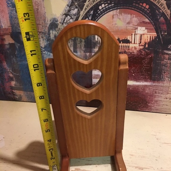 Vintage Wooden Rocking Chair with Heart Cut Out Plant Shelf Doll Chair Handmade - Picture 12 of 12